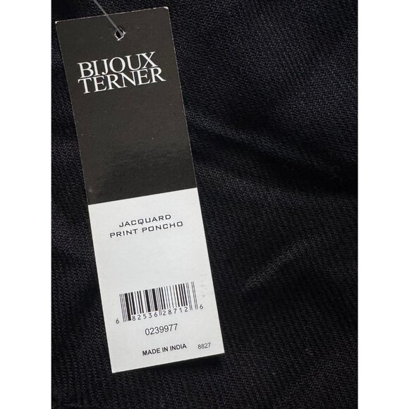 Bijoux Terner Pullover Kimono Scarf Wrap Blue Black Paisley Jacquard Print NEW - Picture 6 of 10